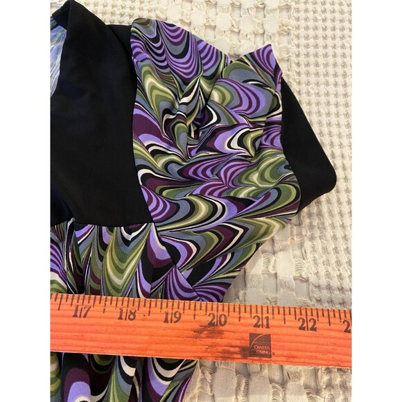 Gitano Plus Size 18-20W Top Short Sleeve Top Square Neck Purple Green  Stretch - Picture 10 of 11